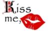 kiss me , black text, red lips