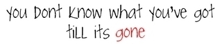 you dont know what you've got till its gone