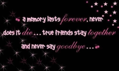 a memory lasts forever, never does it die... true friends stay together and never say goodbye