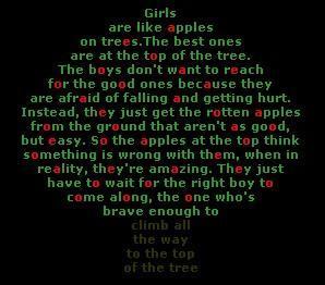 girls are like apples one trees