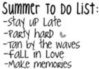 list for summer :