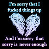 I'm sorry that i **** things up, and I'm sorry that sorry is never enough