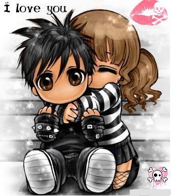 emo cartoons in love. emo love