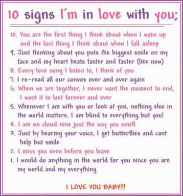 10 Signs I'm In Love With You