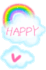 animated rainbow with clouds and quote-happy
