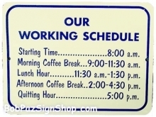 Working schedule