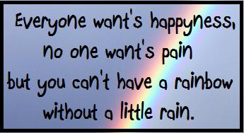 you can't have a rainbow without a little rain