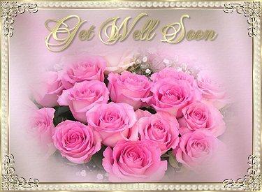 get well soon, pink roses