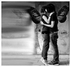 emo couple butterflies