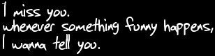 I miss you. whenever something funny happens, I wanna tell you..