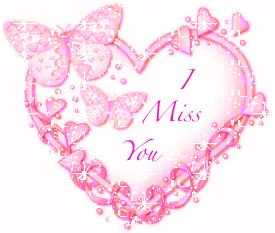 I miss you, pink heart, butterflies 