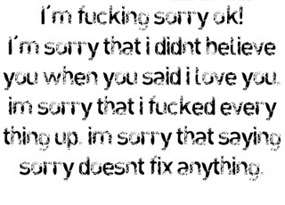 I'm f***** sorry ok!