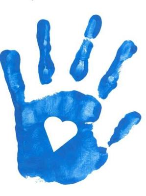 blue hand print