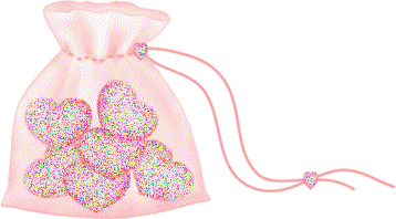 glitter hearts in a bag