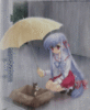 Anime girl and cat (raining)