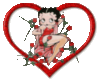 Betty Boop in heart with roses