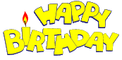 Happy Birthday - yellow letters, candle