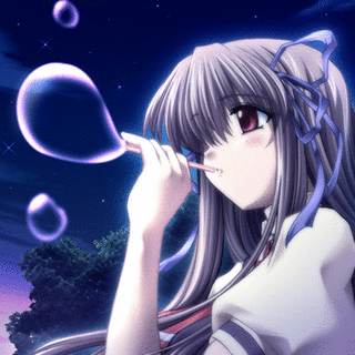 Anime Girl Blowing bubbles