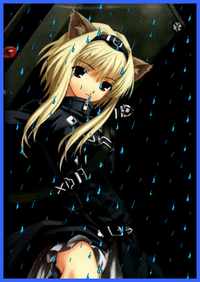 Anime cat girl in rain