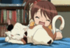 kawaii anime girl and cat