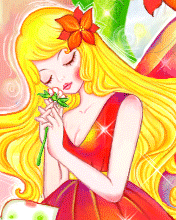 blonde girl smelling a flower