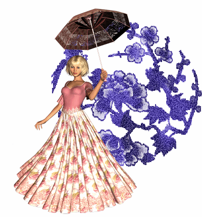 Girl w- Umbrella Blue