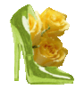 Green Shoe And Yellow Roses