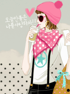 cute kawaii fashion girl drink..