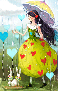 girl in the rain with her umbr..