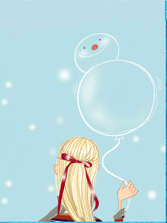 Girl With Cute Balloon Snowman