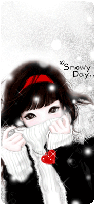 Red Heart Snowy Day