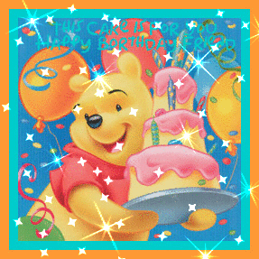Pooh with a cake
