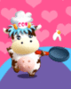 chef cow cooking an egg