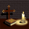 Cross Bible and Candle