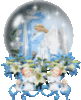 praying angel in blue globe
