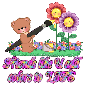 Bear Painting Flowers - Friend..