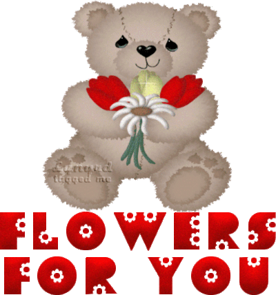 teddy bear with flowers - flow..