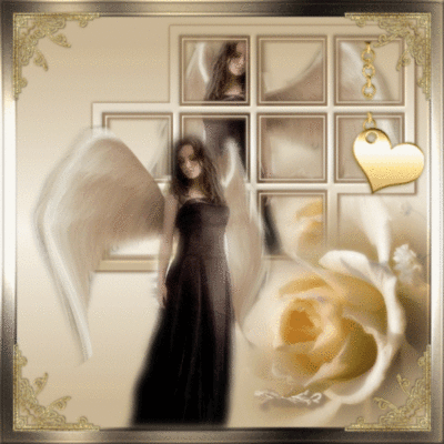 angel with yellow rose and hea..