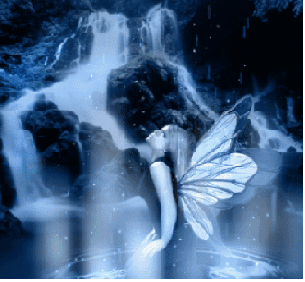 blue fairy with waterfall