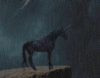 black unicorn in rain