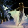Elf fairy dancing in snow