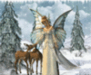 faerie with deer in snow
