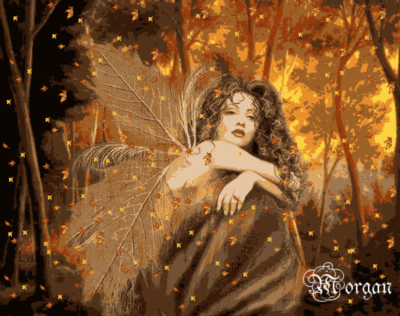 fairy with falling leaves