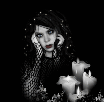goth girl with candles