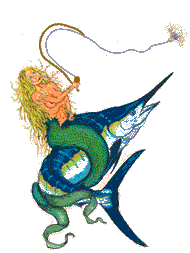 Mermaid riding marlin