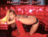 happy hump day, red boots, black panties